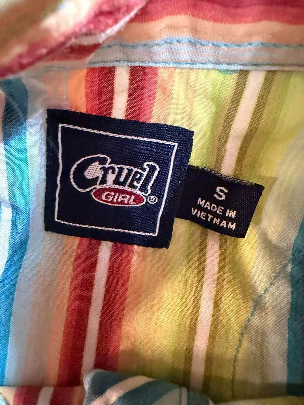 Cruel Girl Women's S Multi-Color Striped Western Pearl Snap Long Sleeve Shirt - Picture 3 of 9